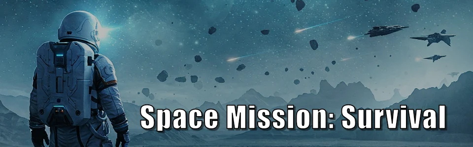 Space Mission: Survival artwork — an astronaut looking out over an alien landscape